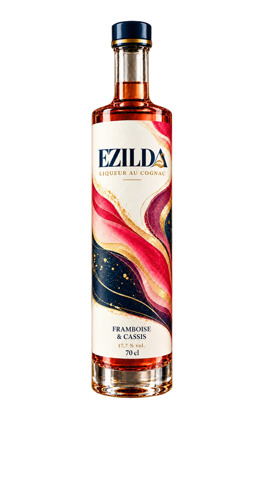 Bouteille de la liqueur au cognac Ezilda Framboise & Cassis