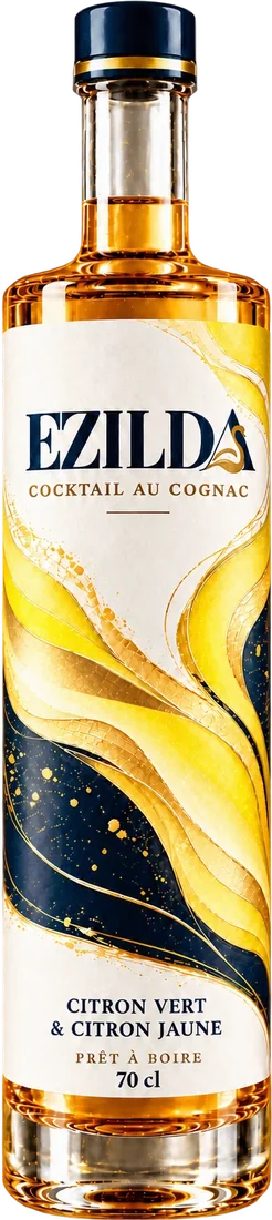 Bouteille du cocktail au cognac Ezilda Citron vert & citron jaune, 70 cl