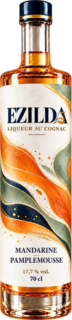 Bouteille de la liqueur au cognac Ezilda Mandarine-Pamplemousse